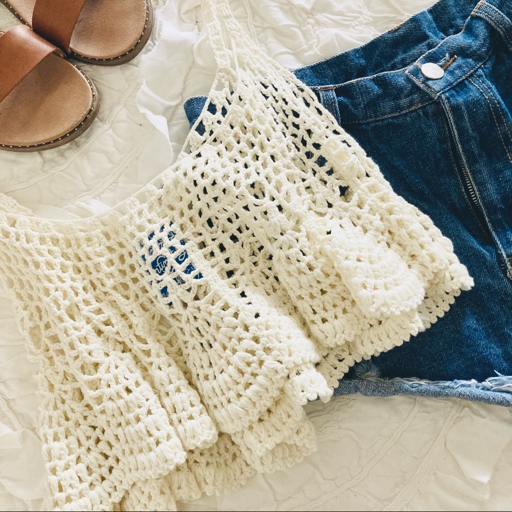 FP White Crochet Tank